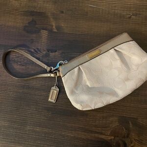 Coach signature tan gold wristlet